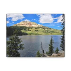 Lassen Peak Alpine Lake Landscape: Volcanic Mountain Wilderness, Mountain Lake Reflection Photography, Pacific Northwest Nature Scenery Canvas Wall Art