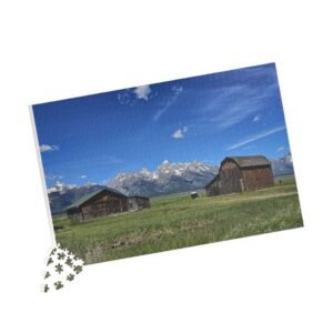 Wyoming Tetons Mountain Barns Scenic Jigsaw Puzzle — Rustic Landscape Puzzle (110, 252, 520, 1014 pcs)