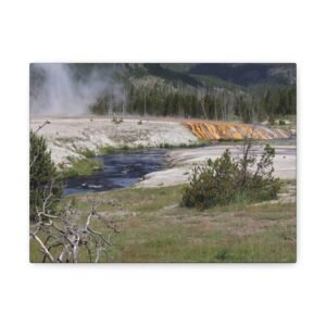 Wyoming Yellowstone Midway Geyser Canvas, Geothermal Wilderness Photography Wall Art