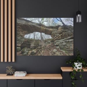 Stone Arch Bridge Gateway Canvas: Natural Rock Formation Landscape Wall Art