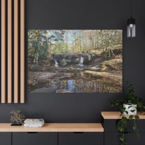 South Carolina Wildcat Branch Falls Autumn Forest Waterfall Canvas: Cascading Woodland Stream Landscape Photography Wall Art