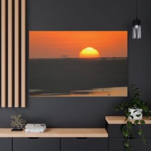 Texas Port Aransas Leonabelle Turnbull Birding Center Canvas — Golden Descent Coastal Sunset Wall Art