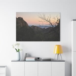 Texas Big Bend National Park Golden Hour Canvas Wall Art — Chisos Basin Window View