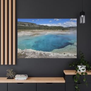 Wyoming Yellowstone Midway Geyser Geothermal Majesty Canvas: Turquoise Hot Spring and Steam, Photography Wall Art