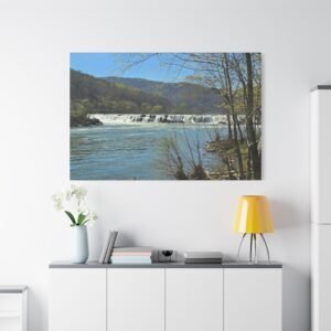 West Virginia New River Gorge Sandstone Falls  Canvas: Turquoise Waterfall Landscape, River Photography Wall Art