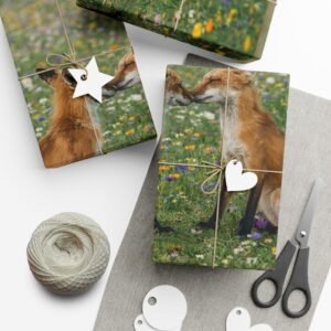 Foxes in Wildflower Meadow Gift Wrap Paper
