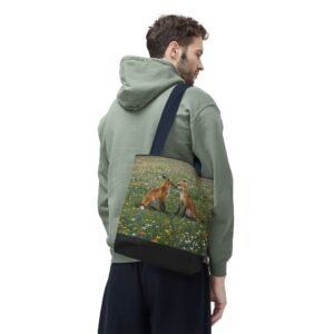 Fox Pair Tote Bag — Floral Meadow All-Over Print