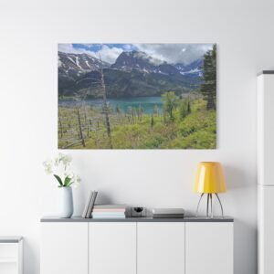 Montana Glacier National Park Mountain Landscape Canvas, Snow-Capped Peak Wilderness Photography Wall Art