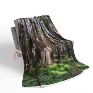 California Rockefeller Redwood Forest Sherpa Blanket — Cozy Nature-Inspired Fleece Throw