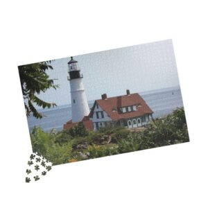 Coastal Lighthouse Jigsaw Puzzle — Scenic Maine Seaside 110, 242, 520, 1014 Piece