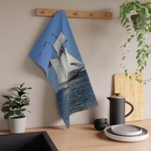 Sailing Ship Cotton Tea Towel – Vintage Tall Ship Nautical Kitchen Towel