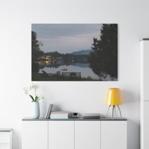New York Lake Placid Twilight Serenity Canvas: Lakeside Reflection, Peaceful Scene, Landscape Photography Wall Art
