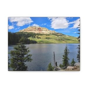 Wyoming Beartooth Lake Mountain Peak Canvas Landscape: Alpine Lake Reflection Photography Wall Art