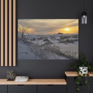 New Mexico White Sands Golden Dunes at Twilight Canvas: Landscape Photography Nature Wall Art