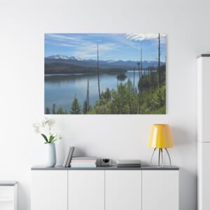 Montana Hungry Lake Alpine Mirror Canvas: Crystalline Lake Reflection, Snow-Capped Mountain Vista Wall Art