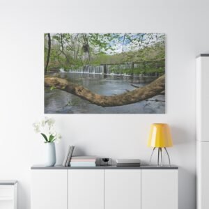 Tennessee Old Stone Fort Canvas: Historic River Mill Landscape, Rustic Wooden Dam Photography Wall Art