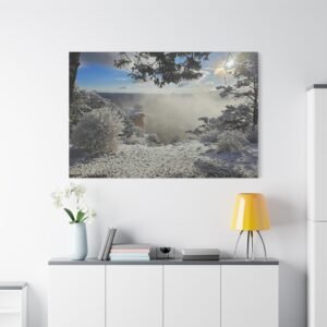 Arizona Grand Canyon Frozen Canyon Majesty Canvas: Winter Landscape Photography, Snow-Covered Vista Wall Art