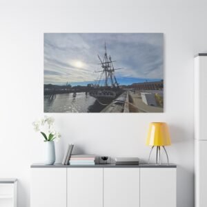Massachusetts Historic Tall Ship at Dock Canvas: Traditional Maritime Heritage Wall Art