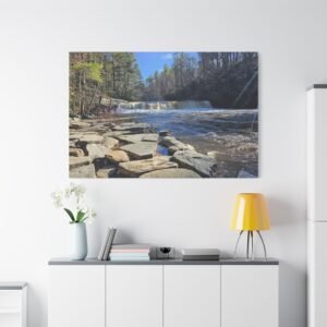 North Carolina Dupont Falls Cascading Waters Canvas: Rocky Forest Waterfall, Landscape Photography Wall Art