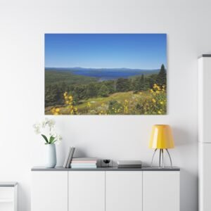 California Point Dume Meadow Vista Canvas: Ocean Landscape Photography, Wildflower Scenic Wall Art