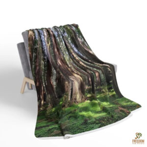 California Rockefeller Redwood Forest Sherpa Blanket — Cozy Nature-Inspired Fleece Throw